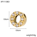 Golden micro-pave zircon letter O pendant in stainless steel, size 0.6cm by 0.6cm - Drilled And Diamond-set Letter O (hole Inner Diameter 0.2cm)