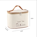 Beige insulated lunch bag with brown handles and lunch time print for 304 lunch box - Rice White Rectangular Bag