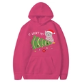 Rosaroter Weihnachts-Hoodie für Paare mit Katzen-Print und It Wasn't Me-Schriftzug - Rosenrot