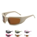 Khaki y2k cyber punk sports sunglasses with brown lenses and multi-color frame options - Khaki Frame Tea Lens