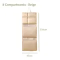 Hanging travel storage bag in beige with 8 compartments and transparent mesh windows - 8-in-1 (8 Grids) / Beige