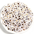 Square white acrylic beads with gold letters for DIY jewelry making and bracelets - 100pcs White Base Gold Letters (4.5*4.5*2mm) / Letter A