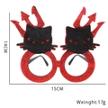 Red glitter Halloween devil cat party eyewear with dimensions of 15cm width and 14cm height - Mini Owl