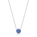 Octagon-cut blue sapphire zircon pendant on a silver S925 chain necklace - 6mm Blue Stone Style (925 Sterling Silver)