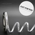 White 1cm grosgrain ribbon featuring black Just For You printed text for gift wrapping - 1CM Grosgrain Ribbon [White just] 40 Yards