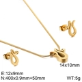 Gold titanium snake jewelry set with dimensions for necklace and stud earrings - Gold (KS128393-KFC)