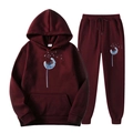 Survêtement en polaire bordeaux avec imprimé pissenlit et sweat à capuche - S / Haut Et Bas / Bordeaux