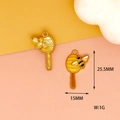 Detailed view showing front and back of bee lollipop alloy charms with size dimensions - 1 Honey Dipper