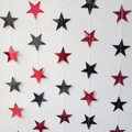 Hanging party garland with metallic red and black glittery pentagram star shapes - Mirror Black and Red Star Garland