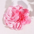 Elegant 19cm pink satin fabric flower brooch and large floral hair accessory for women - Pink