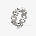 Adjustable silver chain link ring in stainless steel with 0.8cm width and polished finish - Adjustable Open / Steel