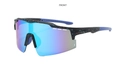 Sport cycling sunglasses with black splatter frame and blue mirrored polarized lens - Black Mottled Blue Lens
