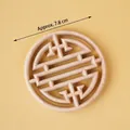 7.8cm traditional Chinese Shou character hollow wood carving for cake decoration - Solid Rubberwood Chinese Round Ornament Medium