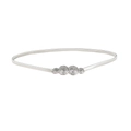 Elastic silver metal skinny waist belt with shimmering textured circular buckles - No.28 Silver