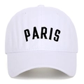 White cotton washed baseball cap with Paris embroidery and curved brim for outdoor use - White