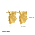 Detailed view of 18K gold irregular crumpled square stud earrings with size measurements - Wrinkled Wave Style (T086_1)