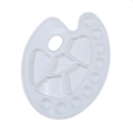 White plastic kidney-shaped palette with thumb hole and 14 wells for student painting - Large Oval Palette / 28.5*21.5cm