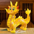 Mascotte drago in raso giallo in stile cinese tradizionale con motivi portafortuna - 45cm / Giallo