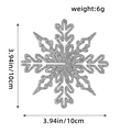 Sparkling silver glitter 10cm plastic snowflake ornament for Christmas tree decoration - 12Pcs/Pack / Silver Style A