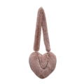 Elegant heart-shaped plush crossbody bag in dusty pink with silver chain detail - Dusty Pink
