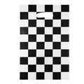 Racing party favor bags with black and white checkered pattern and die-cut handles - 10pcs Goodie Bags
