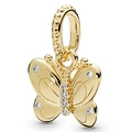 Golden butterfly charm bead with clear sparkling crystals for DIY charm bracelets - 007-Sparkling Butterfly