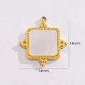 Macro detail of 14x14mm square shell inlay pendant with gold textured bezel - Square with Textured Frame