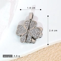 Silver clover necklace pendant with zircon pavé, measuring 2.4cm in height and 1.8cm in width - SMP54307-Silver Fully Paved Four Leaf Clover Pendant