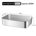 2400ml extra large stainless steel food container without lid measuring 26x18.5x6.5cm - 201 XL (No Lid/2400ML)