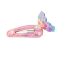 Detailed view of kids mermaid tail hair clip with pink sequins and pearl accent - Pink Mermaid Tail (1)