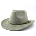 Classic wide brim felt cowboy hat with tassel rope band in olive green color - M (56-58cm) / Army Green