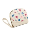Cremefarbenes PU-Leder-Portemonnaie mit bunten Bärenprints und Leder-Handschlaufe - Gebrochenes Weiß