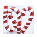 Set of 6 red and white striped Christmas candy cane ornaments with glitter finish - Large Walking Sticks (6pcs)