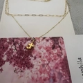 Gold double-layered necklace featuring a paperclip chain and letter J initial pendant - Letter T (20240329（3-6-10）)