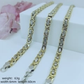 6mm braided titanium steel necklace set in gold and silver, 60cm length and 63g weight - 6mm*60cm / Steel Gold