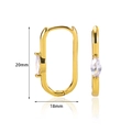 Detailed view of gold rectangle hoop earrings with zircon, size 20mm height and 18mm width - Gold Rectangle White Marquise Zircon (E4913)
