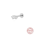 S925 sterling silver flat back labret stud featuring five marquise-cut clear zircons - Platinum Single #5