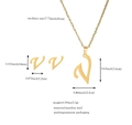 Specifiche dettagliate sulle dimensioni per set collana e orecchini a V in acciaio dorato - Lettera V / Oro