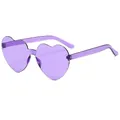Frameless heart shaped sunglasses in translucent purple finish for a trendy look - Purple