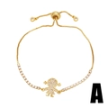 Verstellbares goldenes Box-Armband mit süßem Mädchen-Anhänger und funkelnden Zirkonen - Stil A (Gold Mädchen - Weißer Zirkonia)