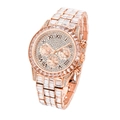 Luxury rose gold quartz watch with rainbow crystals and full diamond pave on the bracelet - Rose Gold/White Zirconia
