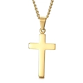 Collar de cruz en acero inoxidable dorado pulido con una cadena de cuerda retorcida - Colgante dorado con cadena de 500*2mm (KN80689-Z)