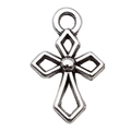 Vintage zilveren holle kruishanger met hart voor DIY-sieraden en halskettingen - Hol kruis 11x16mm