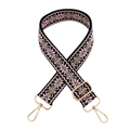Dettaglio della tracolla jacquard etnica rosa e oro con moschettoni in metallo - Chiusura in Argento / X12-Nero Rosa