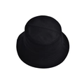 Sombrero de pescador clásico de algodón negro con ala ancha y costuras detalladas - Negro