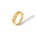 Bague réglable en acier inoxydable doré avec motif à maillons cubains plaqués or 18 carats - Ouvert Réglable / Texture Maillon Cubain (TR4131)