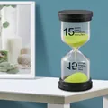 Minimalist hourglass timer with green sand and black lids, 15-minute duration - 15 Minutes