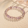 Handmade crystal beaded bracelet with natural minerals on warm textured background - 21# Bracelet - Purple (6mm)
