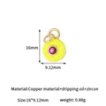 14k vergoldeter Messinganhänger Böser Blick mit rosa Zirkon und gelber Emaille - Gelb