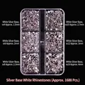 Mix of clear crystal nail rhinestones in 6 sizes from ss4 to ss16 with silver base - Silver Bottom White Rhinestones (97)